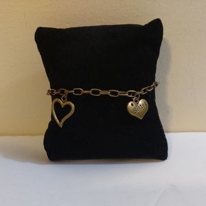 NEW Artisan Antique Bronze Heart Sister Charm Bracelet  6"- 7.5.